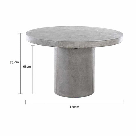 Zen Outdoor Concrete Round Dining Table 120 cm in Weathered Cement/White