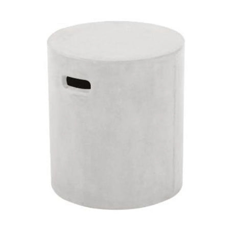 Zen Outdoor Concrete Round Stool in Weathered Cement/White