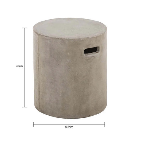 Zen Outdoor Concrete Round Stool in Weathered Cement/White