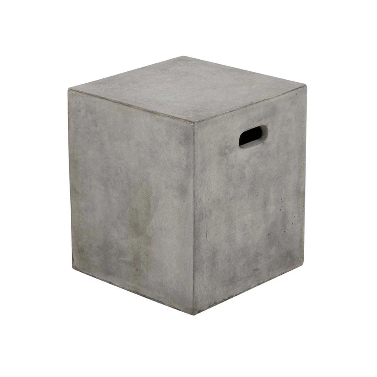 Zen Outdoor Concrete Square Stool in Weathered Cement