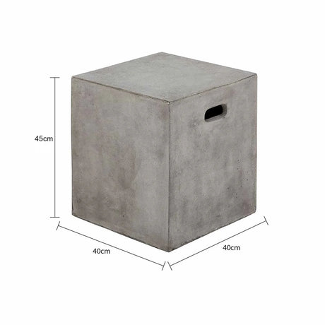 Zen Outdoor Concrete Square Stool in Weathered Cement
