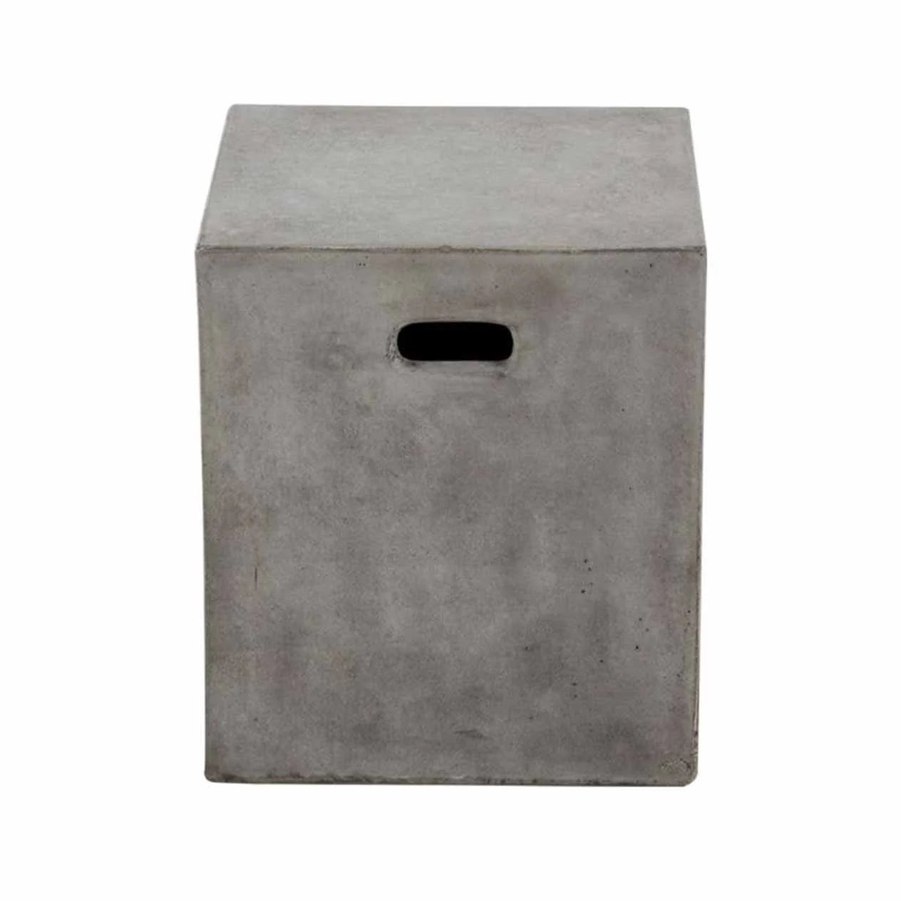 Zen Outdoor Concrete Square Stool in Weathered Cement