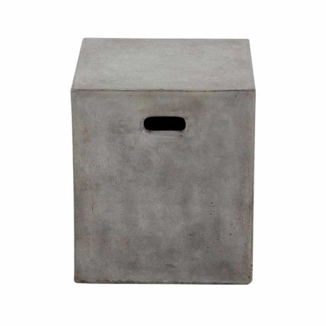 Zen Outdoor Concrete Square Stool in Weathered Cement