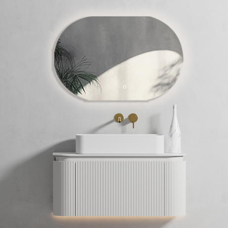 Zure Waverton Wall Hung Curve Vanity Matte White