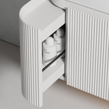 Zure Waverton Wall Hung Curve Vanity Matte White Side Drawing