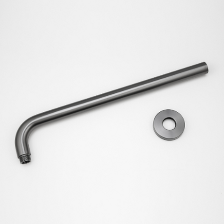 AQU Round Wall Straight Shower Arm 400mm - Brushed Gun Metal