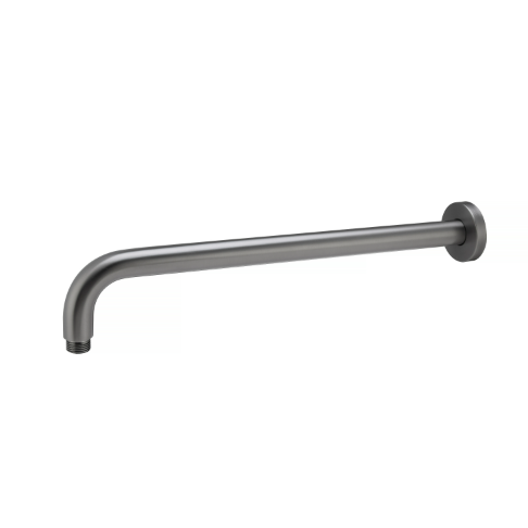AQU Round Wall Straight Shower Arm 400mm - Brushed Gun Metal