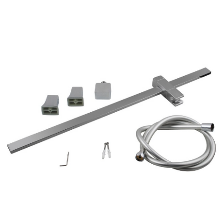 3 Functions Square Hand Held Shower Set With Rail - Chrome
