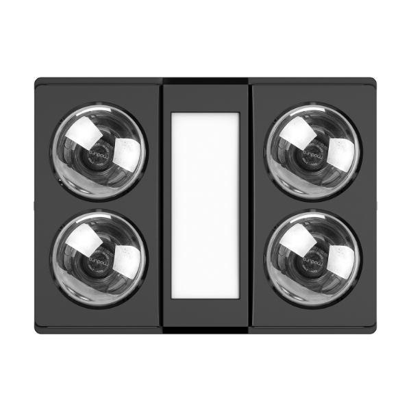 MODURA AllLux4 Black Exhaust Fan With Tricolour Panel Light 16w