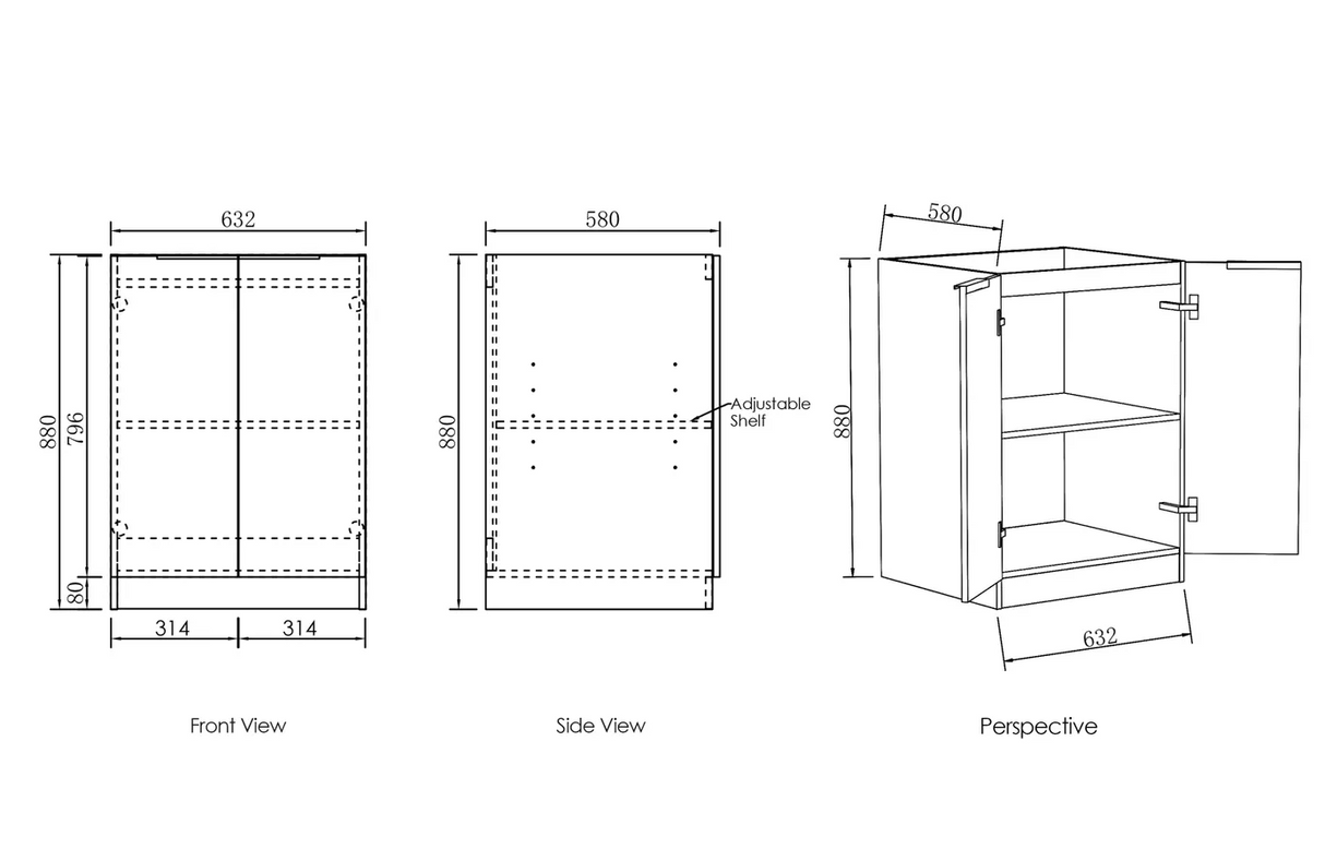 Byron Black Oak Laundry Set 1305x600x2100 (Style C)