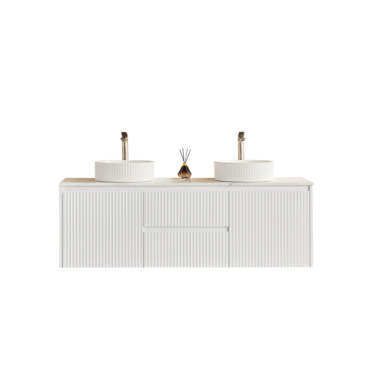 Brindabella Wall Hung PVC Cabinet (Middle Drawer) 1500mm (Single/Double Bowl) (Matte White)