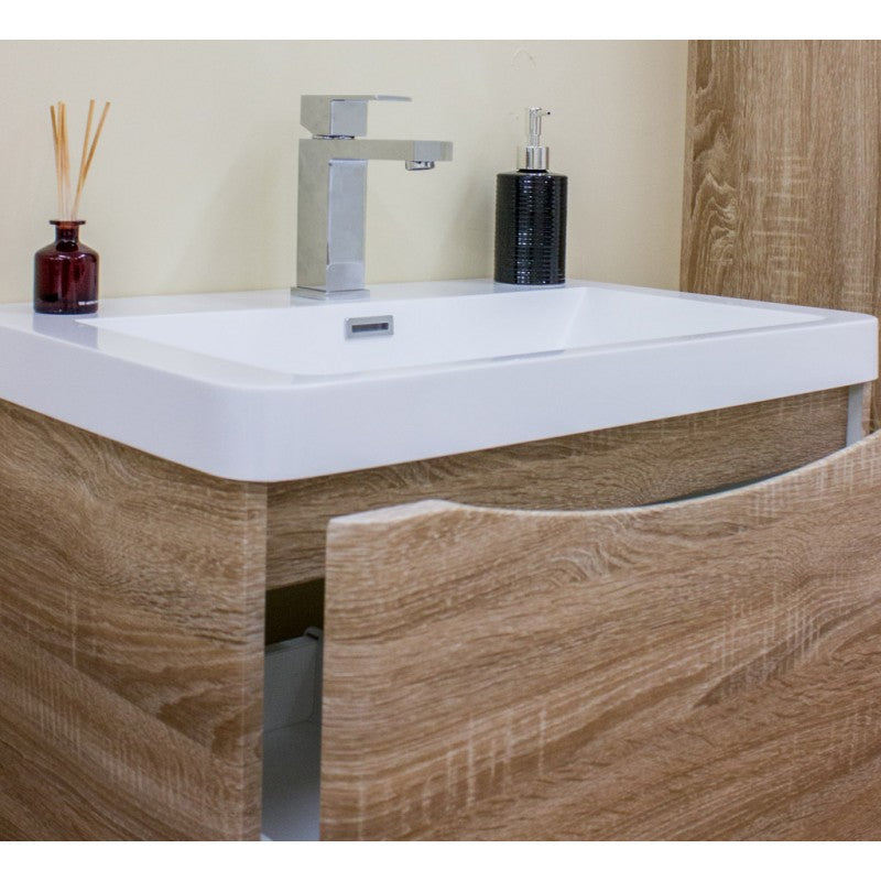 ANCONA Wall Hung Vanity White Oak 600mm - Clearance