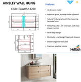 AINSLEY Wall Hung Vanity Mia Oak (All Sizes)