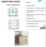 AINSLEY Wall Hung Vanity Mia Oak (All Sizes)