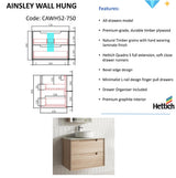 AINSLEY Wall Hung Vanity Mia Oak (All Sizes)