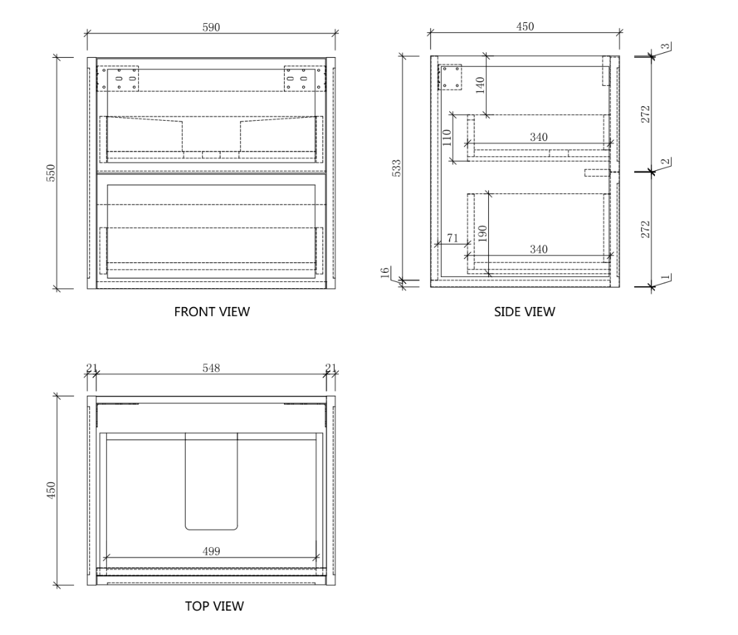Riva Banff Wall Hung Vanity Coastal Oak (All Sizes)