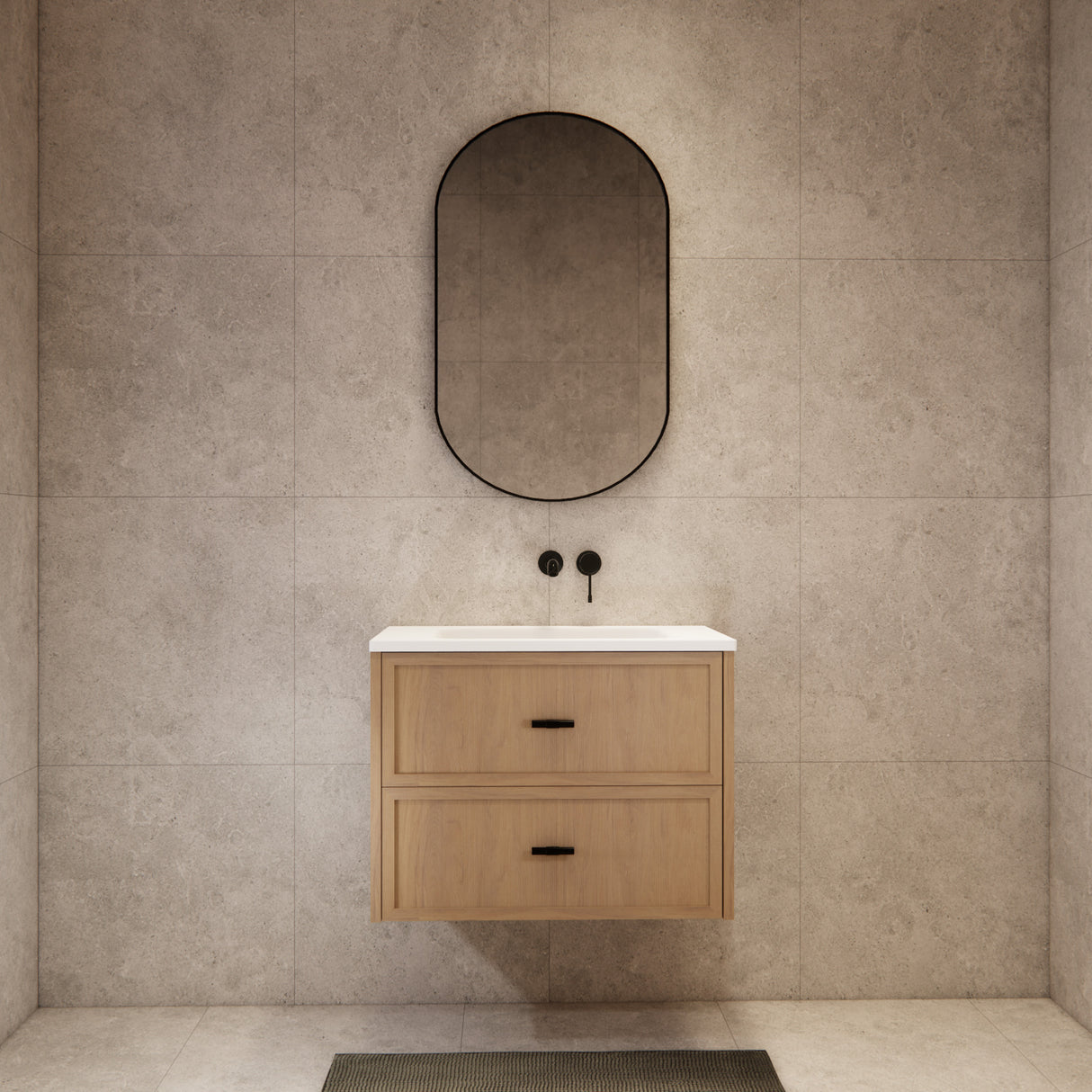 Riva Banff Wall Hung Vanity Coastal Oak (All Sizes)