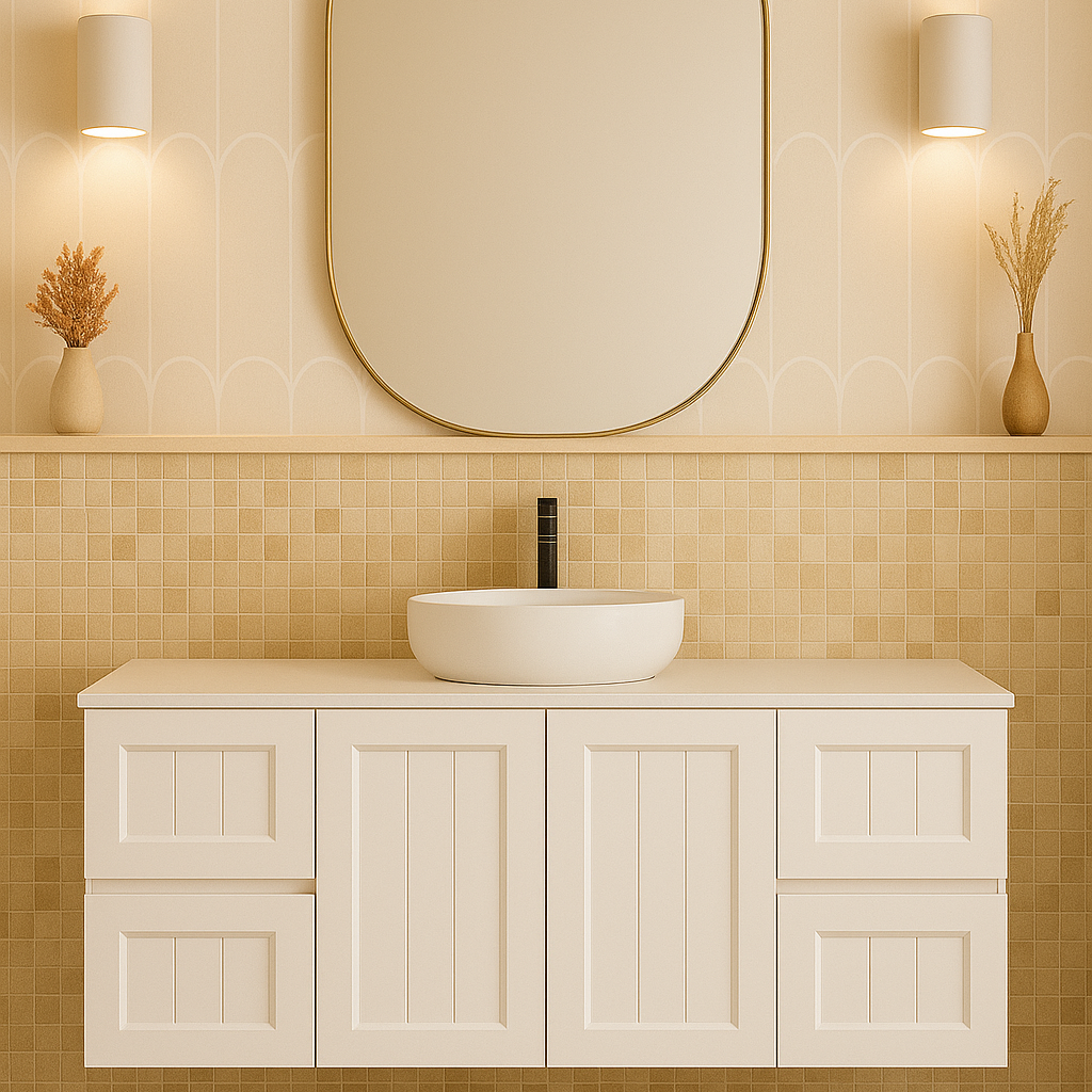 ACACIA SHAKER Matte White PVC Wall Hung Vanity 1200 (Single Bowl)