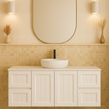 ACACIA SHAKER Matte White PVC Wall Hung Vanity 1200 (Single Bowl)
