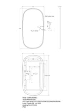 AQUA Dressing Front-Lit LED Oval Frameless Mirror 1200x650mm