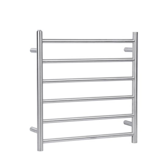 Round Electric Heated Towel Rack 6 Bars - Brushed Nickel