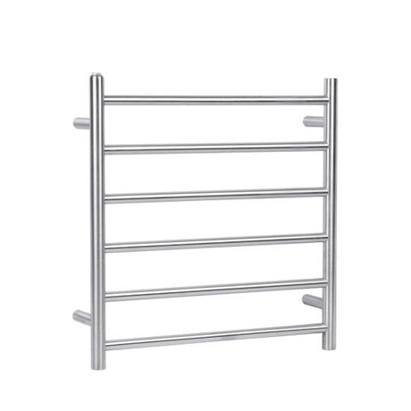 Round Electric Heated Towel Rack 6 Bars - Brushed Nickel