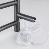 Round Electric Heated Towel Rack 4 Bars - Brushed Gun Metal