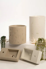 Sticks & Stone Concrete Textured Half Height Round Pedestal Basin