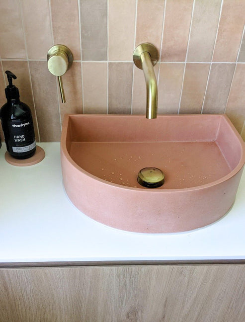 Sticks & Stone Concrete Polished Half Moon Basin