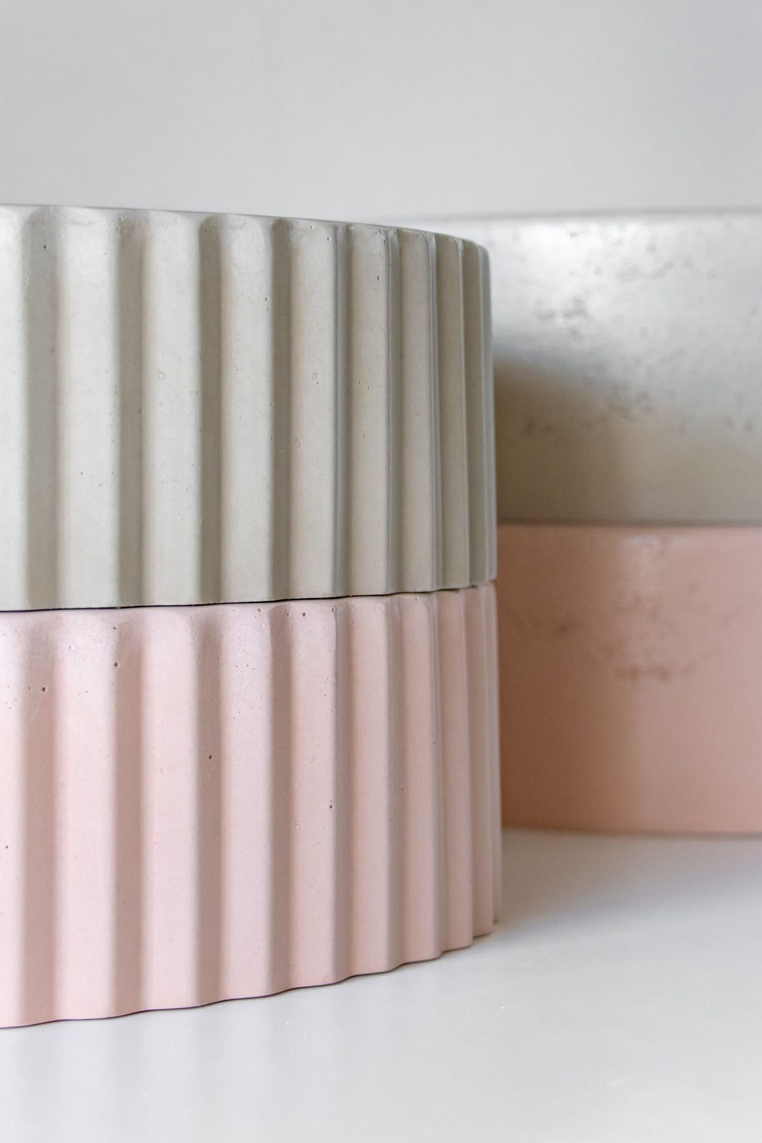 Sticks & Stone Concrete Ribbed Half Moon Basin