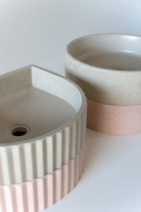 Sticks & Stone Concrete Ribbed Half Moon Basin