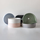 Sticks & Stone Concrete Ribbed Half Moon Basin