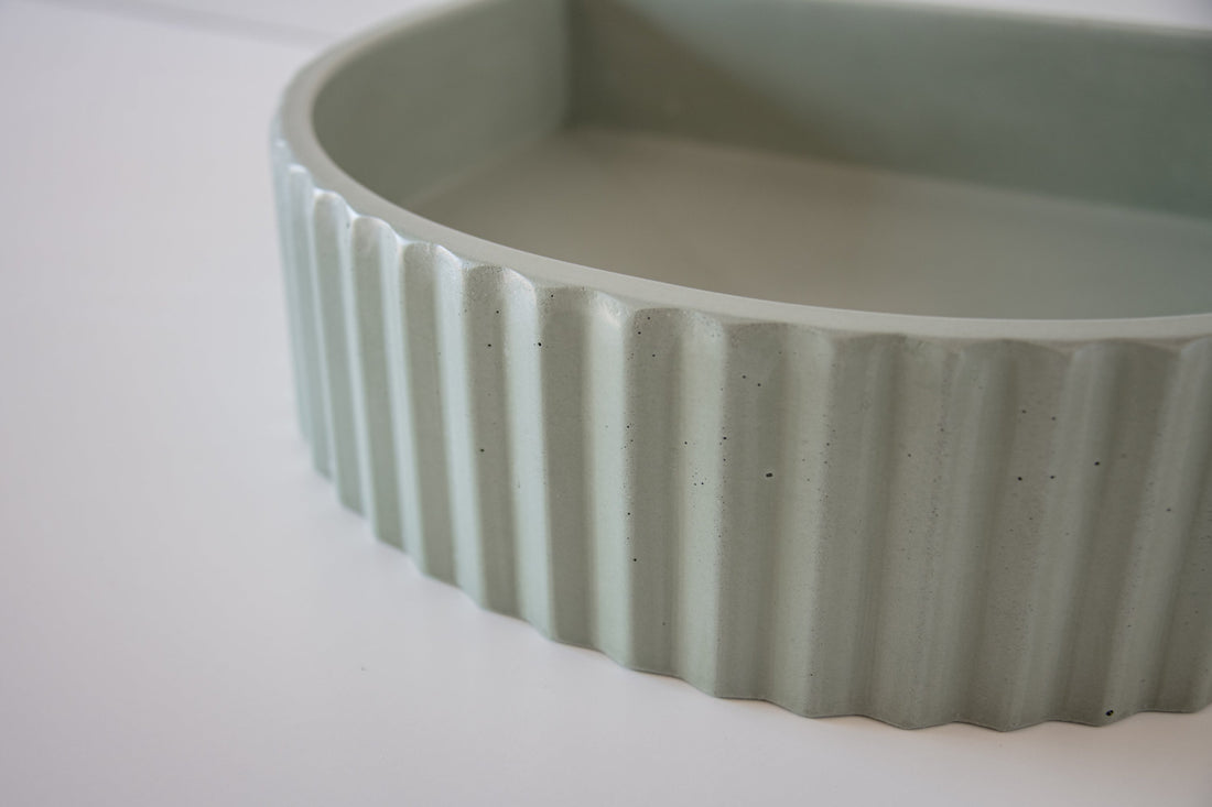 Sticks & Stone Concrete Ribbed Half Moon Basin