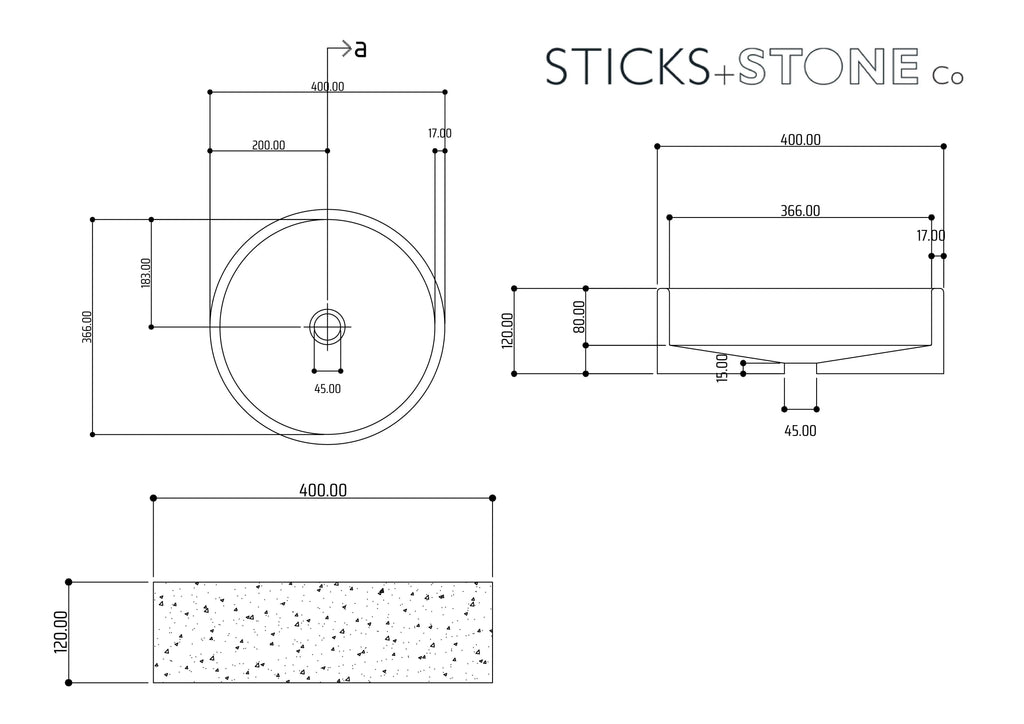 Sticks & Stone Concrete Round Textured Basin