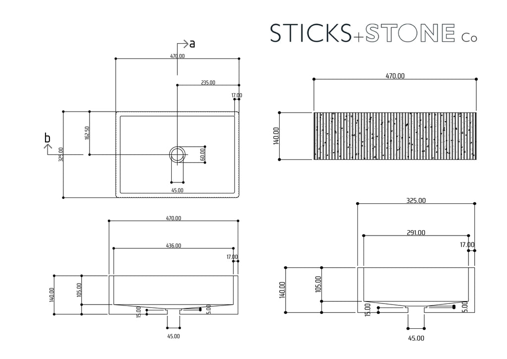 Sticks & Stone Concrete Rugged Rectangle Basin