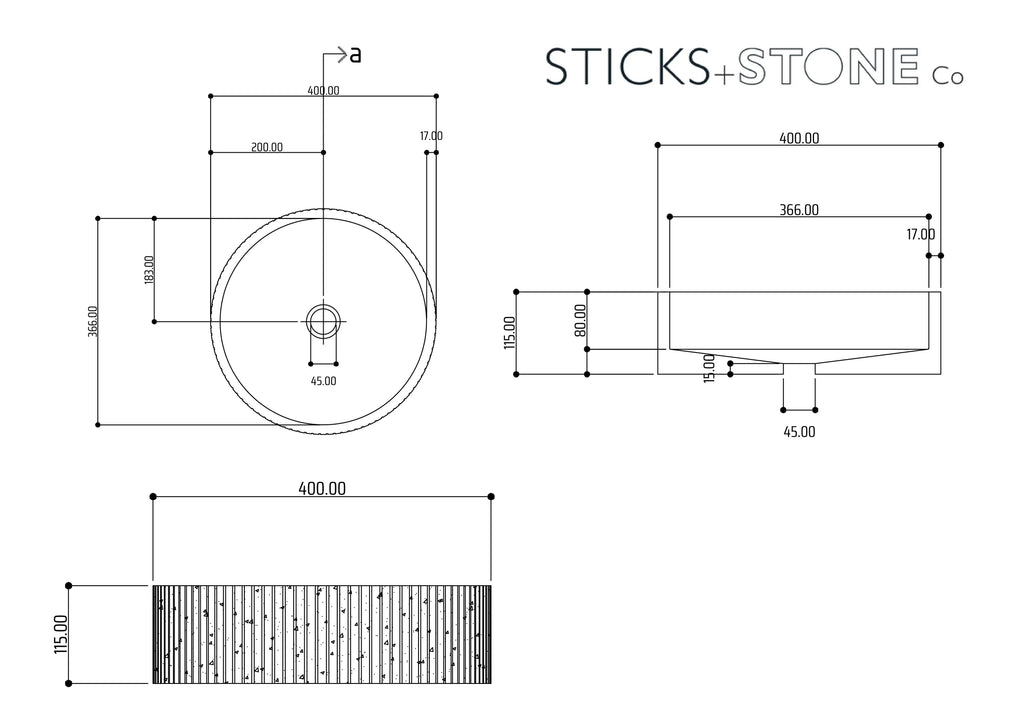 Sticks & Stone Concrete Rugged Round Basin