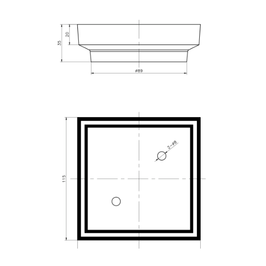 Insert Floor Waste Shower Grate Drain (90mm outlet) 115x115mm