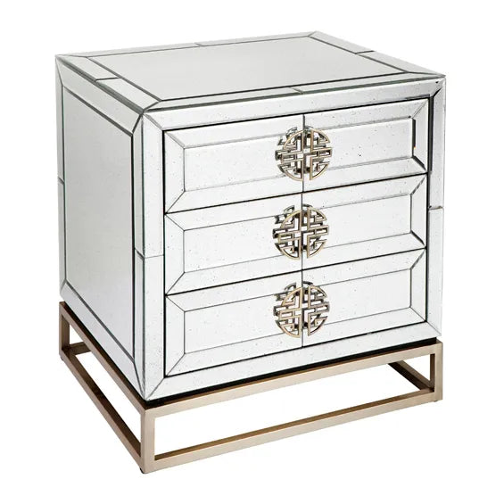 Rochester material:Mirrored Bedside Table