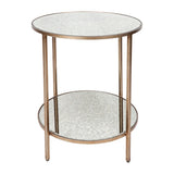 Cocktail Mirrored Side Table - Antique Gold