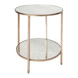 Cocktail Mirrored Side Table - Antique Gold