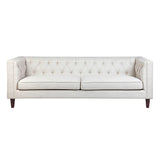 Tuxedo 3 Seater Tufted Sofa - Natural Linen