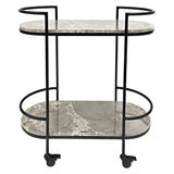 Southside Grey Marble Bar Cart - Black