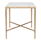 Heston Square Marble Side Table - Brass