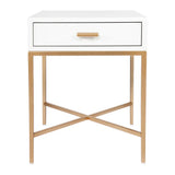 Nessa White Bedside Table - Gold