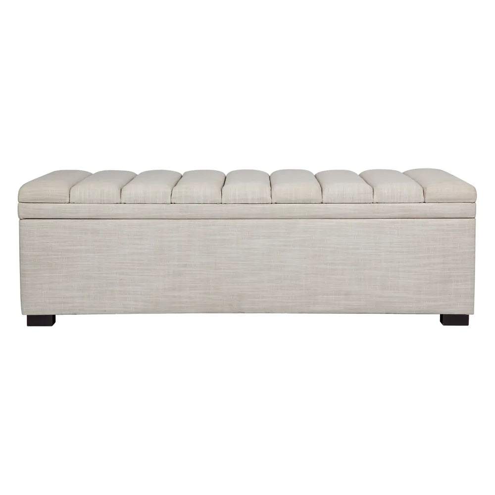 Soho Storage Bench Ottoman - Off White Linen