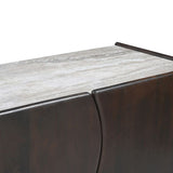Edwin 200cm River Brown Marble Entertainment Unit - Dark Walnut