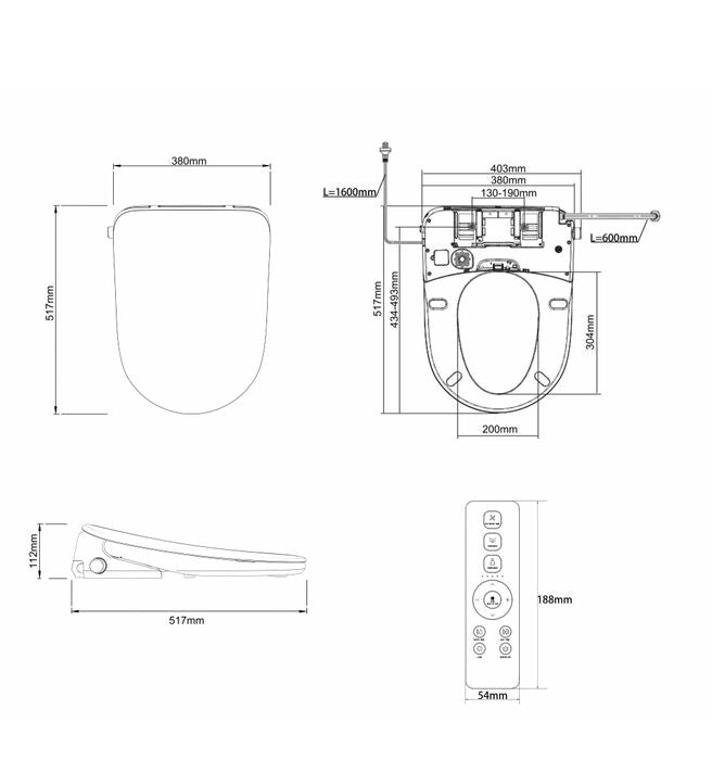 VOGHERA Rimless Wall Faced Floor Spa Toilet set with R&T Cistern