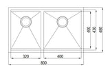 ARF Chrome Kitchen Sink 820D (800x480x220)