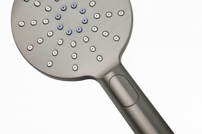PAVIA Gun Metal Twin Shower On Rail Top Inlet Round (200mm)