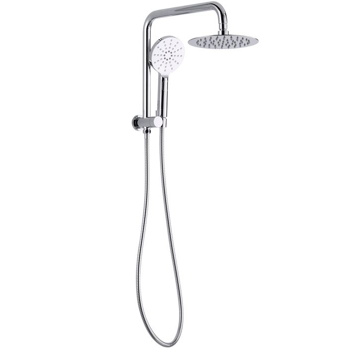PAVIA Twin Shower Half Rail Top Inlet Round (200mm) - Chrome